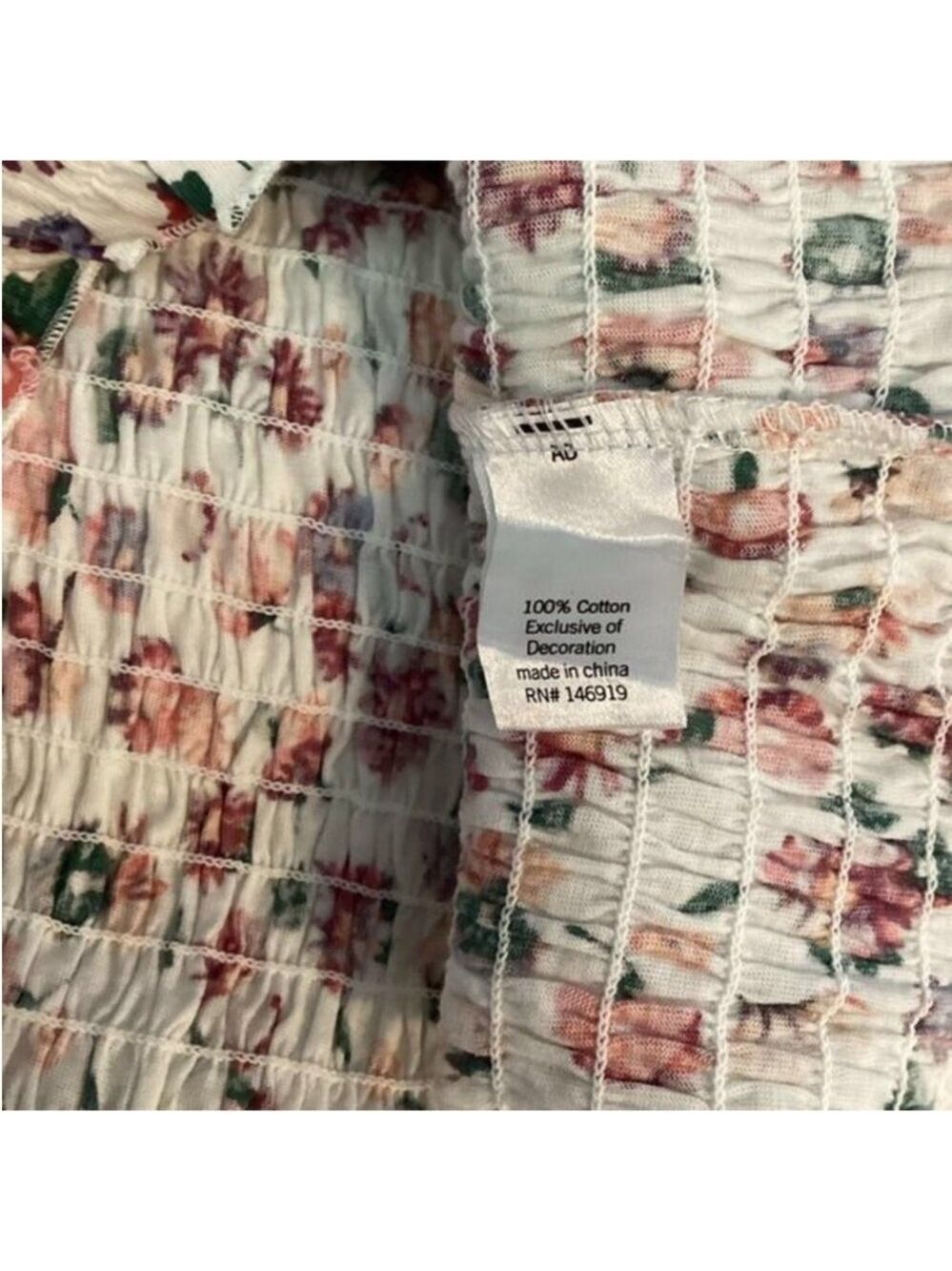 SO Smocked tube top Woman’s Juniors XXL multi colored floral pattern - Picture 12 of 13